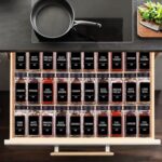 Churboro 25 Spice Jars with 547 Labels- Glass Spice Jars with Black Metal Caps, 4oz Empty Spice Containers with Shaker Lids, Funnel, Chalk Pen, Square Seasoning Bottles for Spice Rack, Drawer, Cabinet - Image 5