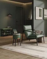 VASAGLE EKHO Collection - Accent Chair, Metal Framed Armchair, Synthetic Leather with Stitching, Mid-Century Modern, Sling Chair for Living, Bedroom, Reading Room, Lounge, Forest Green ULAC014C01 - Image 8