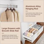 71" Tall Metal Wardrobe Cabinet with 2 Drawers and Hanging Rod, 2 Doors Armoire Wardrobe Closet with Shelf for Bedroom, Office, Laundry Room, White - Image 6