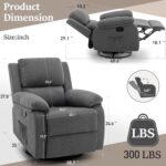 Recliner Chair, 360 Swivel Rocker Chair for Adults, Small Rocking Recliner for Small Spaces, Upholstered Fabric Glider Recliner Nursery Chair with Side Pockets for Living Room, Nursery - Image 3