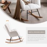 Nursery Rocking Chair, Teddy Upholstered Glider Rocker with High Backrest Armchair, Modern Rocking Accent Chairs for Nursery, Living Room, Bedroom, Offices (Ivory) - Image 6