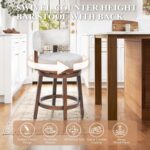 COLAMY Swivel Bar Stool Set of 2, Modern Swivel Barstool with Back, Counter Height Bar Stools, 25 Inch Upholstered Wood Barstool for Kitchen Island Dining Room Bar, Beige - Image 7