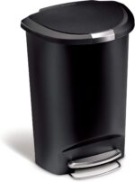 simplehuman 50 Liter / 13 Gallon Semi-Round Kitchen Step Trash Can with Secure Slide Lock, Black Plastic - Image 2