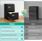 SISESOL 2 Drawer File Cabinet with Lock,Narrow Vertical Filing Cabinet,Under Desk File Cabinets,Black Metal File Cabinets for Home Office,Fit Letter Size,Files Folder,Easy Assemble - Image 9