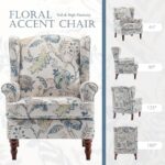 MELLCOM Floral Accent Chair, High Back Upholstered Armchair with Solid Legs, Leisure Single Sofa Chair for Living Room, Bedroom, Home Office, Blue Floral - Image 5