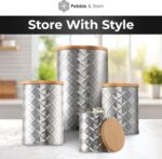 Pebble & Stem® Silver Stainless Steel Canister Set for Kitchen Counter, Food-Grade Canister Set of 4, Airtight Lids, Sugar and Flour Containers for Countertop, Coffee and Tea Storage, Farmhouse Decor - Image 8