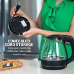 OVENTE Electric Kettle, 1.5L Borosilicate Glass Countertop Water Heater and Boiler for Coffee or Tea, BPA-Free, Auto Shut-Off, Boil-Dry Protection, Removable and Washable Spout Filter, Black KG83B - Image 6