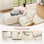 Vesgantti 108" Modular Sectional Sofa, Comfy Cloud Couch with Movable Ottoman Deep Seat Chenille L Shaped Modular Sofa, Sectional Couches for Living Room, Bedroom and Apartment, Beige - Image 5