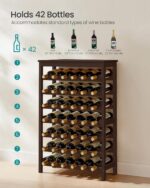 SONGMICS 42-Bottle Wine Rack Free Standing Floor, 7-Tier Display Wine Storage Shelves with Table Top, Bamboo Wobble-Free Bottle Holder for Kitchen Bar Dining Room Living Room, Espresso UKWR27BR - Image 4
