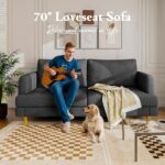 Loveseat Sofa Couch for Living Room with USB Type C Ports – Dark Gray Upholstered 70" Small Couches for Bedroom, Office or Apartment–Modern 2-Seater Deep Seating with Soft Cushions & Sturdy Frame - Image 7