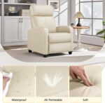 Yaheetech Recliner Chair PU Leather Recliner Sofa Home Theater Seating Adjustable Modern Single Reclining Chair Sofa with Pocket Spring Living Room Bedroom Beige - Image 10