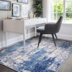 Washable Area Rugs 5'x7' Non-Slip Modern Abstract Soft for Living Room Entryway Bedroom Nursery, Print Pattern, Blue Grey Navy Gray - Image 7