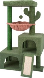 37.4" Cactus Cat Tree Tower with Twin Cat Condos for Indoor Cats, All-in-One Activity Center with Cat Scratching Post Cozy Sleeping Perch Hammock and Toy Balls,Green … - Image 2