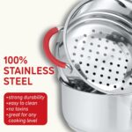 Concord Stainless Steel SIMPLE POUR Saucepan with Steamer Tier. Vented Glass Lid. Features Dual Pouring Spouts and Volume Marking on pot. Perfect for making Sauces, Jam, Ramen, and more (1 Quart) - Image 4