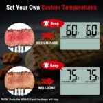 ThermoPro TP16 Large LCD Digital Cooking Food Meat Thermometer for Smoker Oven Kitchen BBQ Grill Thermometer Clock Timer with Stainless Steel Temperature Probe - Image 5
