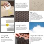 Rattaner Patio Furniture 3-seat Sofa Wicker Outdoor Furniture Outdoor Couch Deep Seat Hight Backrest Waterproof Cover Anti-Slip Cushions, Khaki - Image 6