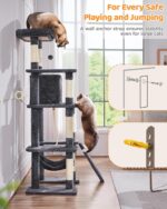 Yaheetech Large Multi-Level Cat Tree, 63 Inches Tall with Sisal-Covered Scratching Posts, Condo, Hammock, Dangling Ball, and Extended Platform for Cats to Play and Sleep - Image 10