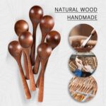 7 PCS Wooden Spoons for Eating, 7 inch Wooden Honey Spoons for Tea, Wood Teaspoons for Stirring Coffee, Hard Wood Table Spoon for Cooking, Small Serving Spoon for Soup, Desserts & Cereal - Image 5