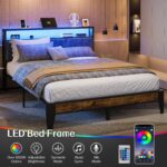 OLEVS Queen Bed Frame Metal Platform Bed Queen Size with 2-Tier Storage & LED Light Headboard, Charging Station Type C, No Box Spring Needed - Image 6