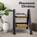 Taranta 2 Step Ladder,Aluminum Lightweight Folding 2 Step Stool with Anti-Slip Wide Pedal, 330lbs Capacity Step Ladder for Household,Kitchen,Office - BlackWoodgrain - Image 8