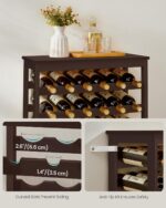 SONGMICS 42-Bottle Wine Rack Free Standing Floor, 7-Tier Display Wine Storage Shelves with Table Top, Bamboo Wobble-Free Bottle Holder for Kitchen Bar Dining Room Living Room, Espresso UKWR27BR - Image 7