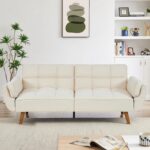 Betoko Convertible Futon Sofa Bed Sleeper Twin Size, Modern Reclining Linen Split Back Sofa Couch with Pillow Top Arm for Compact Living Room,Apartment (Beige) - Image 5