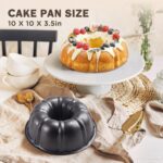 KITESSENSU 9 inch Non-Stick Cake Pans, 12 Cups Premium Fluted Pans for baking, Heavy Duty Carbon Steel Tube Baking Mold, Gray - Image 4