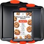 Premium Non-Stick Baking Sheets Set of 3 - Deluxe BPA Free, Easy to Clean Racks w/Silicone Handles - Bakeware Pans for Cooking Baking Roasting - Lets You Bake The Perfect Cookie or Pastry Every Time - Image 2