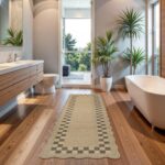 LIVEBOX Easy Jute Checkered Runner Rug for Kitchen, Scalloped Washable 2x6 Tan Rugs for Entryway, Geometric Indoor Outdoor Non Slip Rug Farmhouse Morden Carpet Door Mat Area Rug for Bedroom Hallway - Image 3