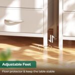 Huuger Nightstand with Charging Station, Side Table with Fabric Drawers, End Table with Open Shelf, Bedside Table with USB Ports and Outlets, Night Stand for Bedroom, White - Image 9