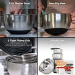 Priority Chef Premium Mixing Bowls With Lids Set, Airtight Lids, Thicker Stainless Steel Mixing Bowl Set, Large Prep Metal Bowls, Nesting Bowls for Kitchen, 1.5/2/3/4/5 Qrt, Black - Image 3