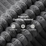 Marsail Futon Sofa Bed, Futon Couch with Adjustable Backrest & Armrests, Convertible Small Sleeper Sofa Bed for Small Apartments, Study Room, Office, Corduroy Loveseat, Grey - Image 8