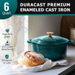 Mueller DuraCast 6 Quart Enameled Cast Iron Dutch Oven Pot with Lid, Heavy-Duty, Oven Safe up to 500° F & Across All Cooktops, Wedding Registry Ideas & Gifts, Emerald - Image 3