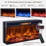 LINGMU Farmhouse Electric Fireplace TV Stand for TVs up to 80", Entertainment Center with 36" 3-Sided Glass Electric Fireplace & LED Lights, 70-inch TV Console, Antique White - Image 4