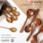 7 PCS Wooden Spoons for Eating, 7 inch Wooden Honey Spoons for Tea, Wood Teaspoons for Stirring Coffee, Hard Wood Table Spoon for Cooking, Small Serving Spoon for Soup, Desserts & Cereal - Image 6