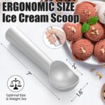 7 inch Ice Cream Scoop - One-Piece Nonstick Aluminum Ice Cream Scooper - Professional Metal Ice Cream Spoon - Durable, Easy to Use & Clean - Lightweight Cookie Spoon - Scoop Ice Cream (Sliver) - Image 3
