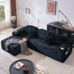 Cloud Sectional Couch with L-Shape Chaise, Modern Modular Sofa with Deep Seat, Built-in Cup Holder & Storage Pocket for Living Room Bedroom, No Assembly Required (Black, Right Facing Chaise) - Image 2