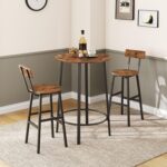 Bar Stools, Set of 2 Round Bar Chairs with Backrest and Footrest, 24.4" Bar Stools, Counter Stools with Adjustable Feet, for Kitchen, Living Room, Pub, Rustic Brown BAHR02101N1 - Image 5