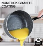 MICHELANGELO Sauce Pan with Lid, 1 Quart Saucepan with Lid Granite, Non Stick Sauce Pan with Stainless Steel Handle, 1 Qt Saucepan with Nonstick Coating, Grey - Image 3