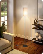 64.6" Floor Lamp, Pole with Foot Switch, Modern Standing Lamp Lampshade, Minimalist Freestanding Lamp (Bulb Not Included), for Living Room, Bedroom Office ETL Listed, Black and Beige E07LD05 - Image 9