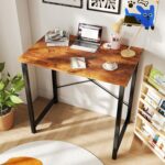 DUMOS 32 Inch Office Small Computer Desk Modern Simple Style Writing Study Work Table for Home Bedroom - Wood Brown - Image 3