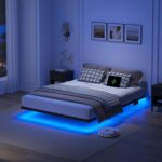 Floating Bed Frame Full Size, Heavy Duty Bedframe with Smart LED Lights & Charging Station, Modern Metal Platform Bed, Easy Assembly No Box Spring Needed, 8 Inch - Image 2