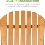 Best Choice Products Folding Adirondack Chair Outdoor Wooden Accent Furniture Fire Pit Lounge Chairs for Yard, Garden, Patio w/ 350lb Weight Capacity - Natural - Image 6
