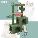 37.4" Cactus Cat Tree Tower with Twin Cat Condos for Indoor Cats, All-in-One Activity Center with Cat Scratching Post Cozy Sleeping Perch Hammock and Toy Balls,Green … - Image 3