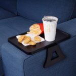 Couch Arm Tray, Sofa Armrest Table Portable Clip-On Folding Tray, Small Space Friendly Sofa Side Table for Eating, Drinking, Working, Remote Storage, Black - Image 3
