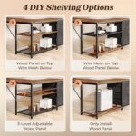 PRAISUN 61" L Shaped Desk with Power Outlets and USB-C Port, Reversible Computer Corner Office Desk with 4 Fabric Drawers and 2 Height-Adjustable Shelves, Large for Gaming Writing Study, Rustic Brown - Image 6