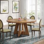Tribesigns Farmhouse Dining Table, 47 Inch Round Dinner Table for 4, Rustic Round Dining Room Table for Home Dining Room Living Room (Wood) - Image 6