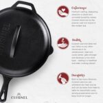 Cuisinel Cast Iron Skillet with Lid - 12"-inch Pre-Seasoned Covered Frying Pan Set + Silicone Handle & Lid Holders + Scraper/Cleaner - Indoor/Outdoor, Oven, Stovetop, Camping Fire, Grill Safe Cookware - Image 4