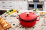 Lodge 6 Quart Enameled Cast Iron Dutch Oven with Lid – Dual Handles – Oven Safe up to 500° F or on Stovetop - Use to Marinate, Cook, Bake, Refrigerate and Serve – Island Spice Red - Image 9