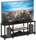Furinno Turn-N-Tube No Tools 3D 3-Tier Entertainment TV Stand up to 50 inch TV, Round Tubes, Dark Brown / Black - Image 2